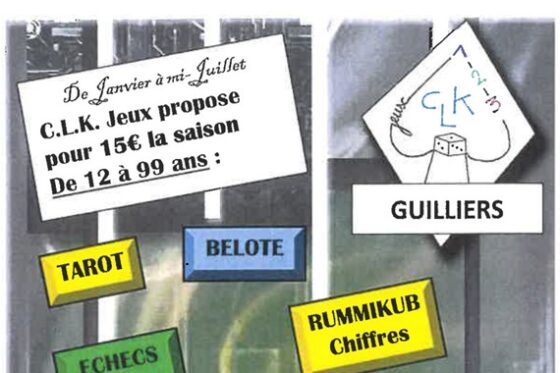 Nouvelle Association : CLK Jeux, le vendredi 20h00 – 23h00, de 12 à 99 ans